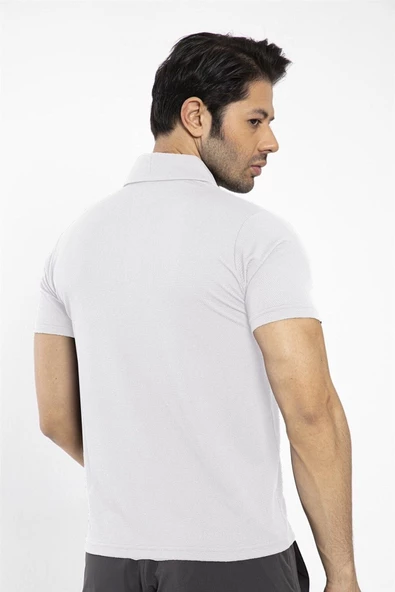 Crozwise Polo Yaka Büyük Beden Beyaz T-shirt - 7133-08 - 3