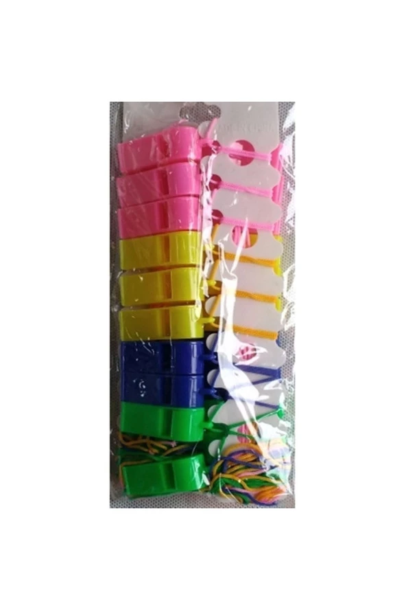 Renkli Düdük Set Paket Plastik 5 Adet Set Renkli Düdük