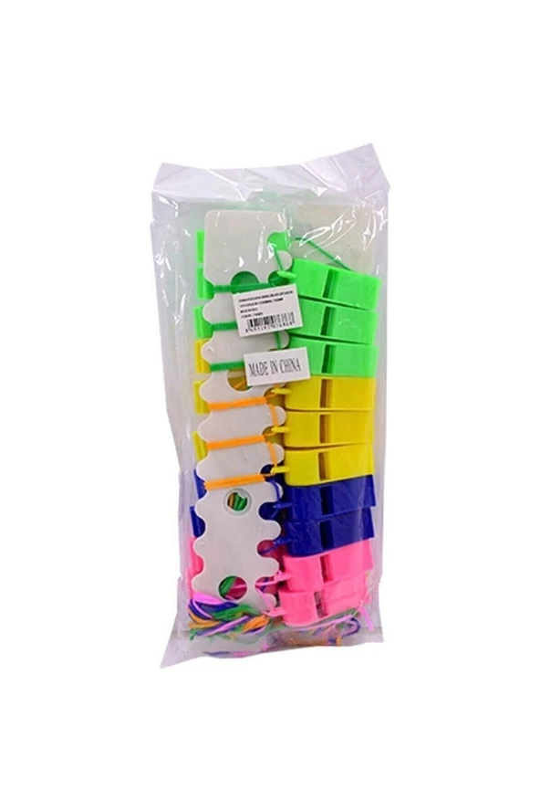 Renkli Düdük Set Paket Plastik 10 Adet Set Renkli Düdük