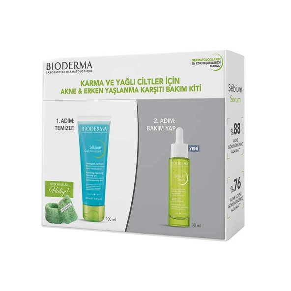 Bioderma Sebium Akne ve Erken Yaşlanma Karşıtı Bakım Kiti - Bilek Havlusu Hediye!