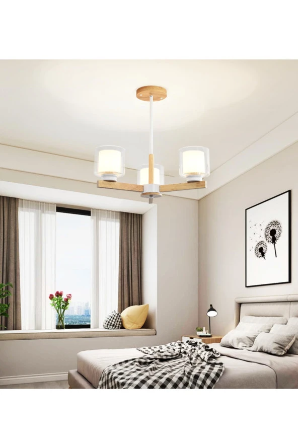 SimaAvize Modern Cottage Ahşap Avize