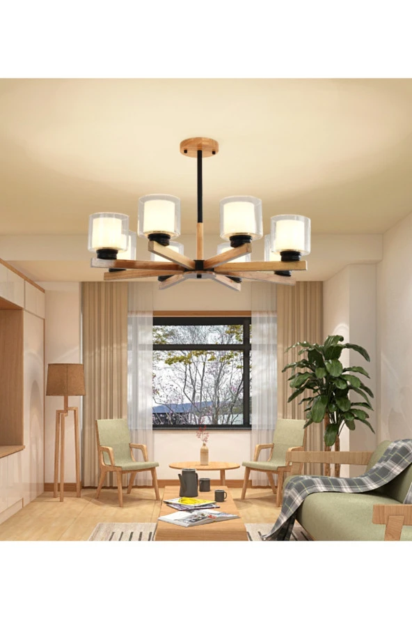 SimaAvize Modern Cottage Ahşap Avize