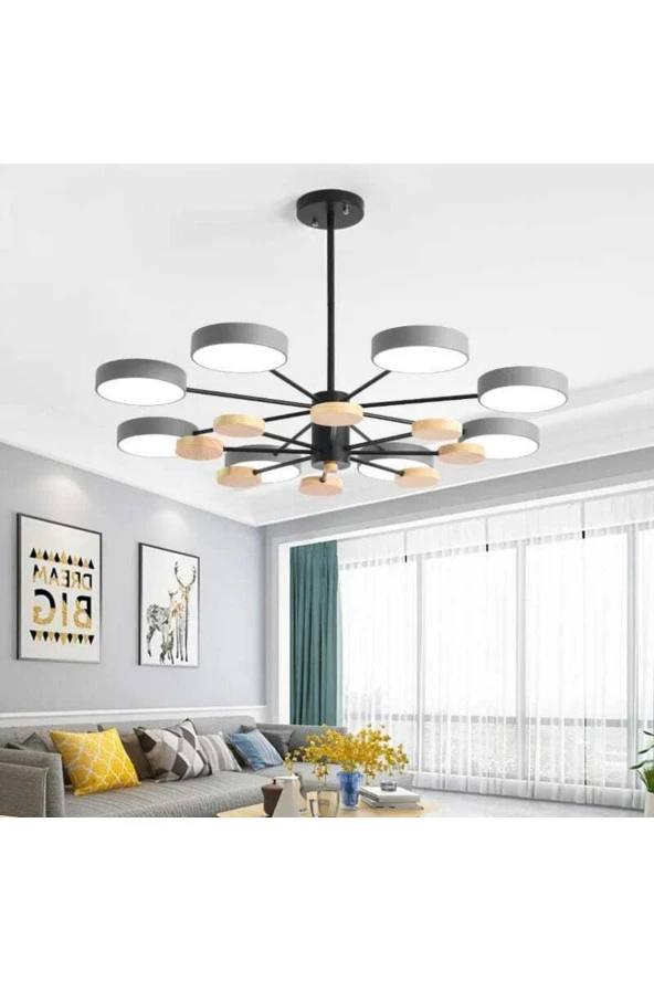 SimaAvize Ahşap Detaylı Hanging Led Avize