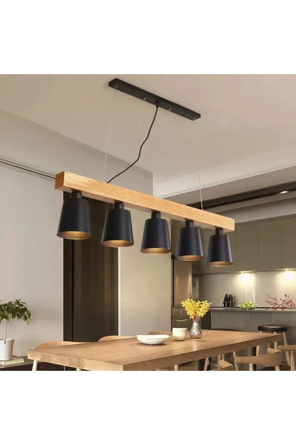SimaAvize Modern Metal Iskandinav Minimalist Ahşap Avize