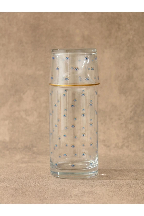 Lc Waikiki Göz Baskılı Bardaklı Sürahi 700 ml Başucu Sürahisi - Resim 2