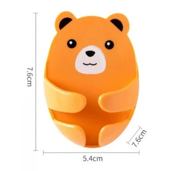 4 Adet Ayıcık Desenli Yapışkanlı Kablo Fiş Tutucu Sevimli Ayıcık Çok Amaçlı Düzenleyici Diş Fırçası Fiş Tutucu - 5