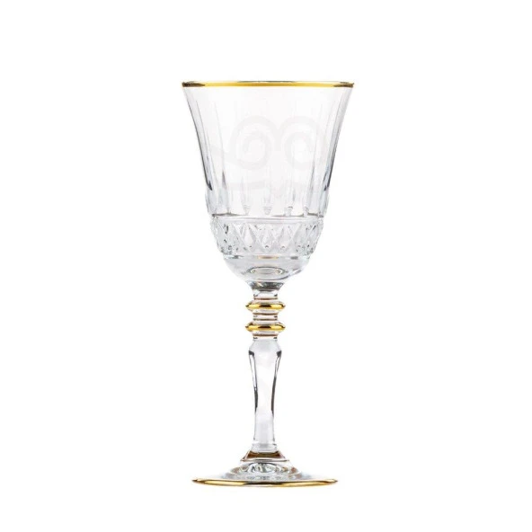 LUX DİK ÇAPRAZ AYAKLI SU BARDAK AĞIZ YALDIZ ALTIN - 2