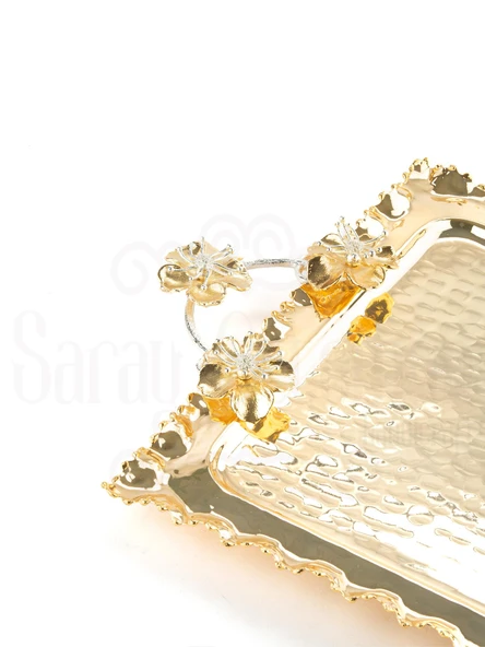 Ddikdörtgen Dövmeli Tepsi Altın - 4