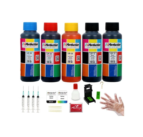 Perfection Canon Pixma E414-e474 Yazıcı Uyumlu Kartuş Dolum Seti 5 X 100 Ml