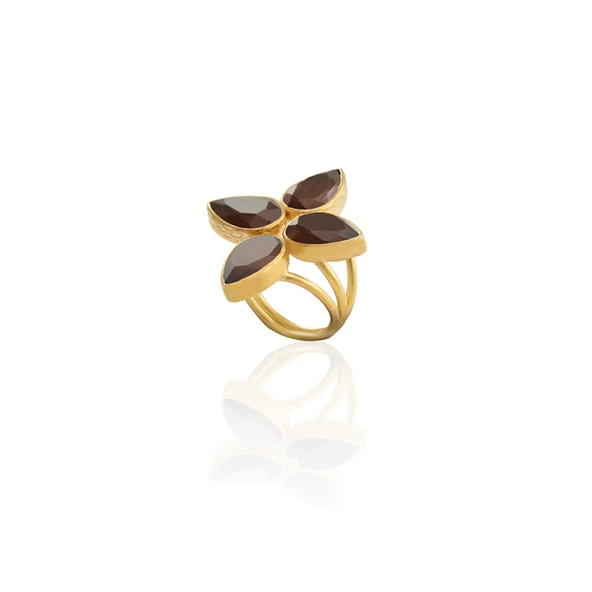 Kadir Jewellery 22 Ayar Altın Kaplama Zirkon Taşlı Kadın Otantik Yüzük - 5