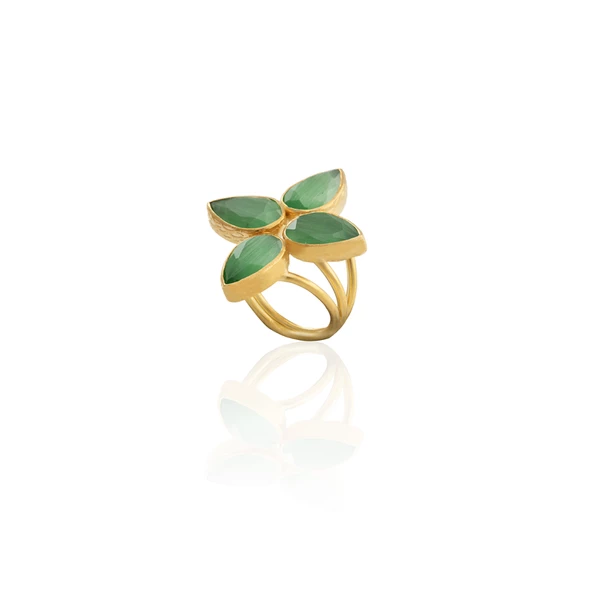 Kadir Jewellery 22 Ayar Altın Kaplama Zirkon Taşlı Kadın Otantik Yüzük - 3