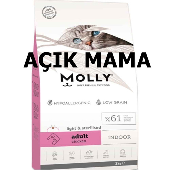 Molly Tavuklu Düşük Tahıllı Açık Kısırlaştırılmış Kedi Maması 3 kg