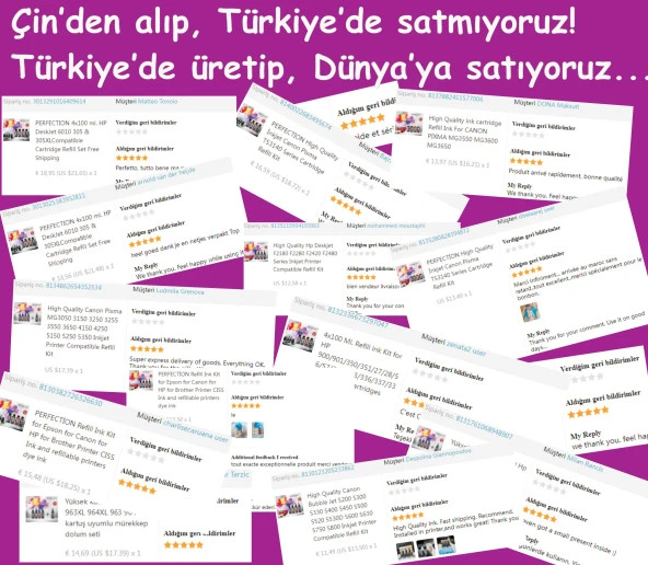 Hp , Epson, Canon, Brother Tanklı Yazıcı Üniversal Mürekkep Dolum Seti 4X100 gr. - 4