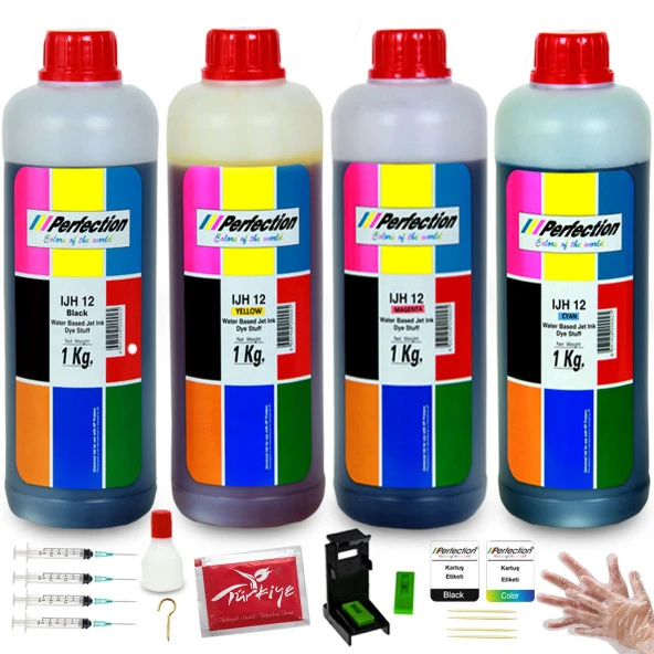 Hp , Canon 2 Kartuşlu Yazıcı Üniversal Aparatlı Mürekkep Dolum Seti 4x1000 ml. 50.000 sf.