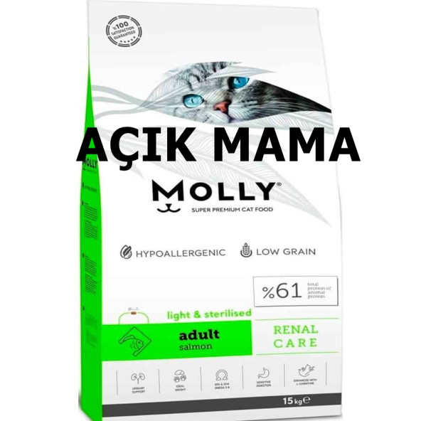 Molly Somonlu Düşük Tahıllı Açık Kısırlaştırılmış Kedi Maması 3 kg