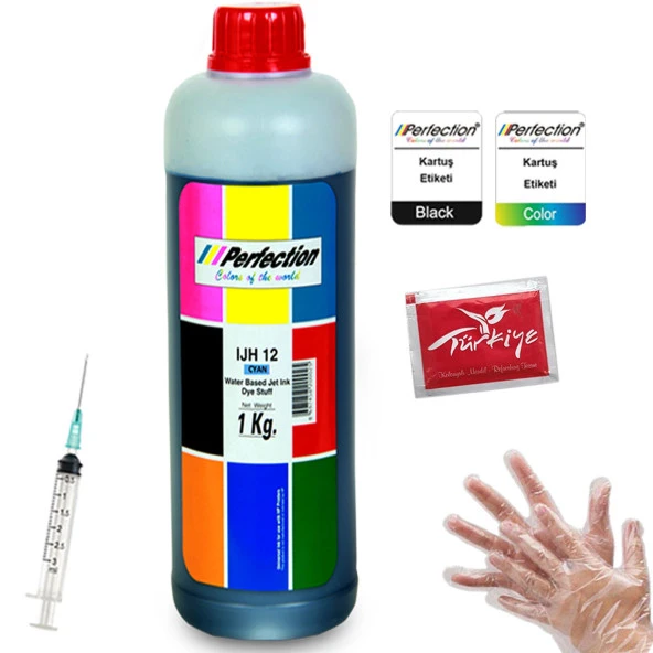 Perfection  Hp Deskjet Yazıcılar Uyumlu Kartuş Dolum Mürekkebi Cyan 1 kg.