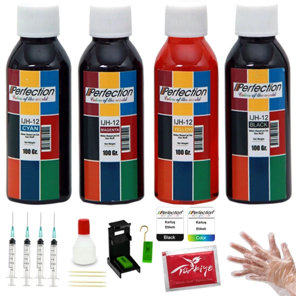 Perfection  Hp Deskjet 4658 / 5255 Uyumlu Kartuş Dolum Seti 4 x 100 G