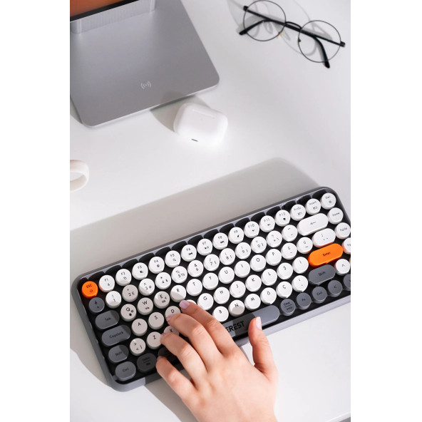 Everest KB-89 CITRUS Gri Wireless 2.4G + Bluetooth Çoklu Cihaz Bağlantılı Kablosuz Mini Q Klavye - 3