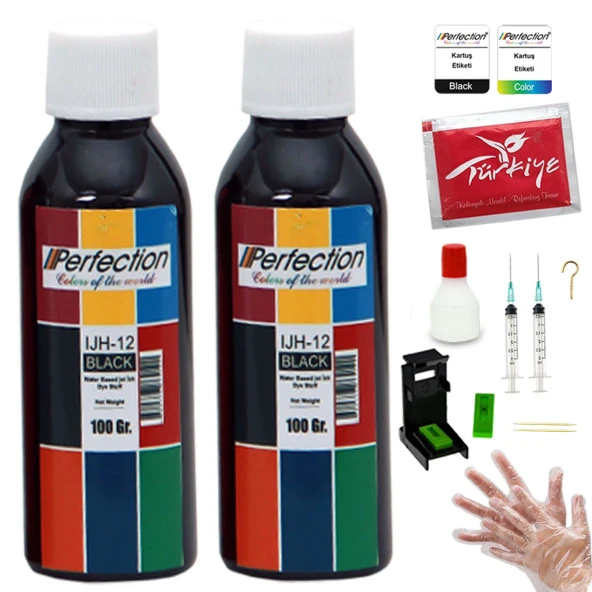 Perfection  Hp Deskjet 3785 / 3787 / 3835 / Yazıcı Uyumlu Kartuş Dolum Seti 2 X 100 Ml Black
