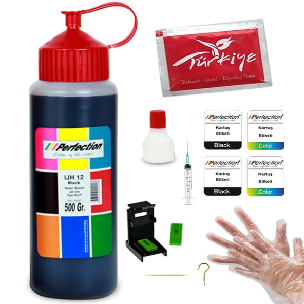 Perfection  Tüm Bi̇tmeyen Kartuş Yazicilara Uyumlu  Mürekkep Siyah 500 ML ürün görseli 1