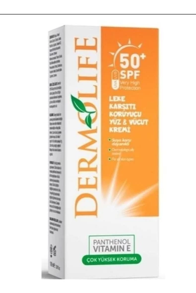 Leke Karşıtı Yüz Ve Vücut Gunes Kremi 50 Spf Suya Dayanıklı Panthenol Vitamin E 100.ml