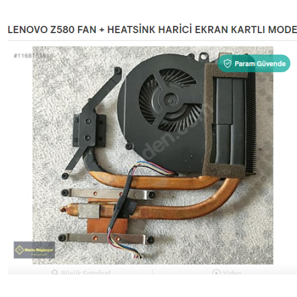 LENOVO Z580 Z585 FAN + HEATSİNK HARİCİ EKRAN KARTLI MODELLER İÇİNDİR