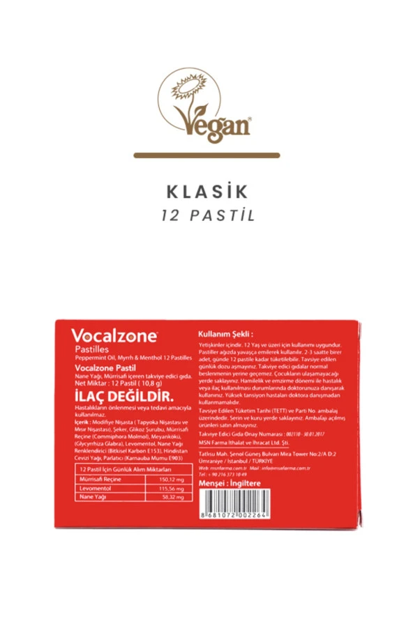 Vocalzone Klasik Pastil 12'li - Resim 2
