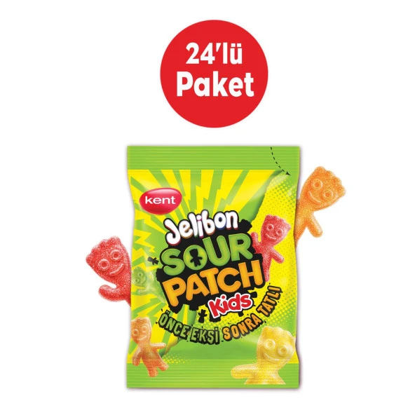 Jelibon Sour Patch Kids Karışık Meyve Aromalı Şekerleme 80 gr - 24'lü Paket