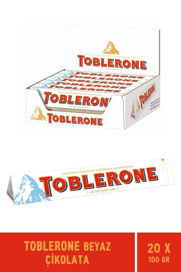 Toblerone White Beyaz Çikolata 100 gr - 20 Adet