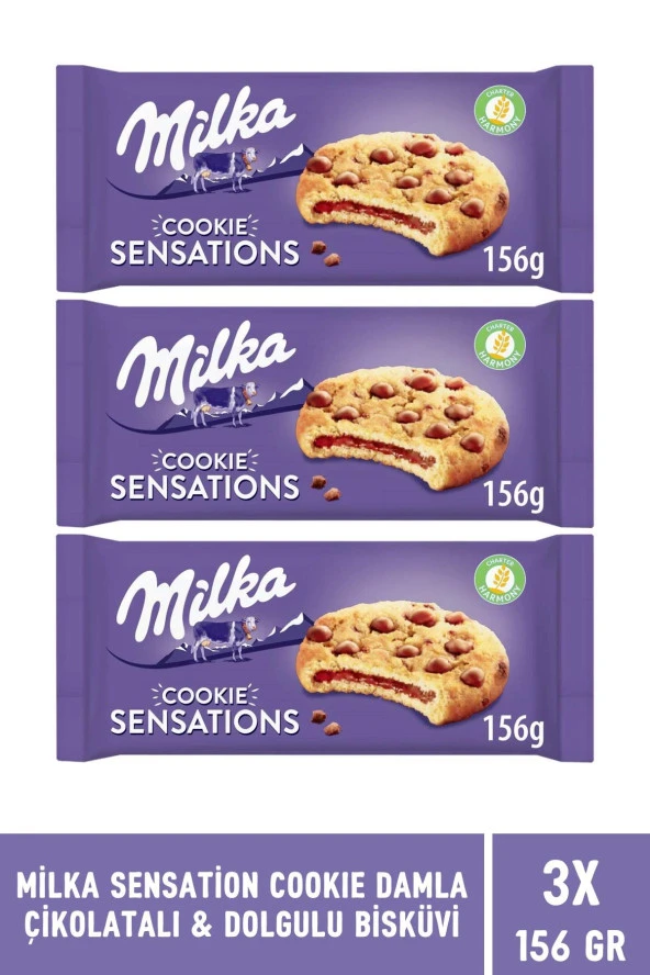 Milka Sensations Damla Çikolatalı & Dolgulu Kurabiye 156 gr - 3 Adet