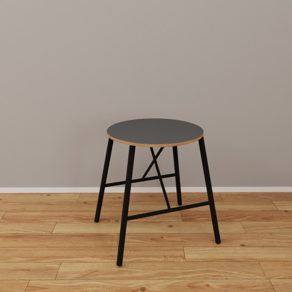 Eportatif Masa Sandalye Takımı  Oval Mutfak Masası Tabure Takımı Yemek Masası  Füme 1242 - 4