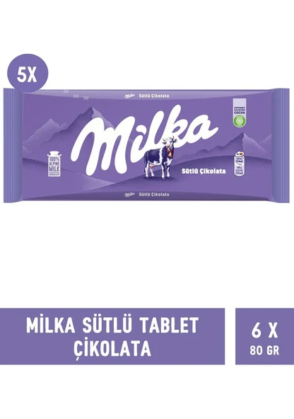 Sütlü Tablet Çikolata 80 gr - 6 Adet