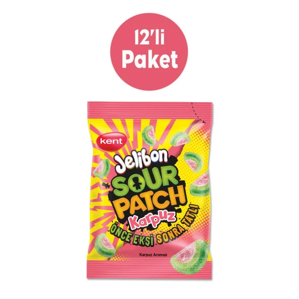 Jelibon Sour Patch Karpuz Aromalı Şekerleme 80 gr - 12'li Paket