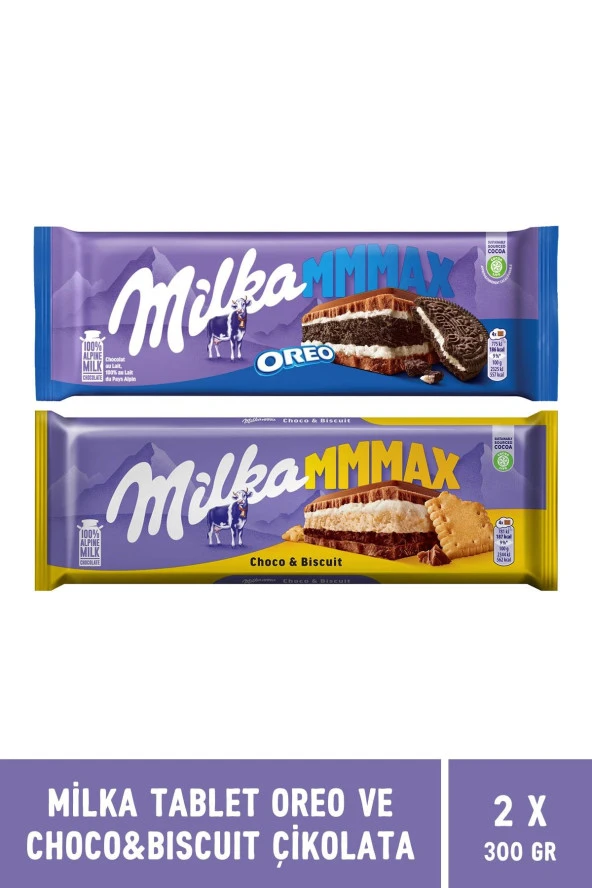 Milka Oreo ve Choco & Biscuit Tablet Çikolata 300 gr MMMAX - 2 Adet