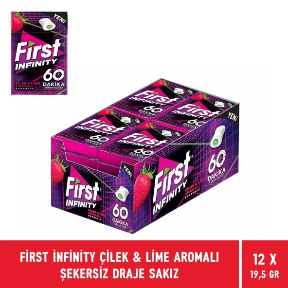 First Infinity 60 Dakika Çilek & Lime Aromalı Şekersiz Draje Sakız - 12 Adet - 2