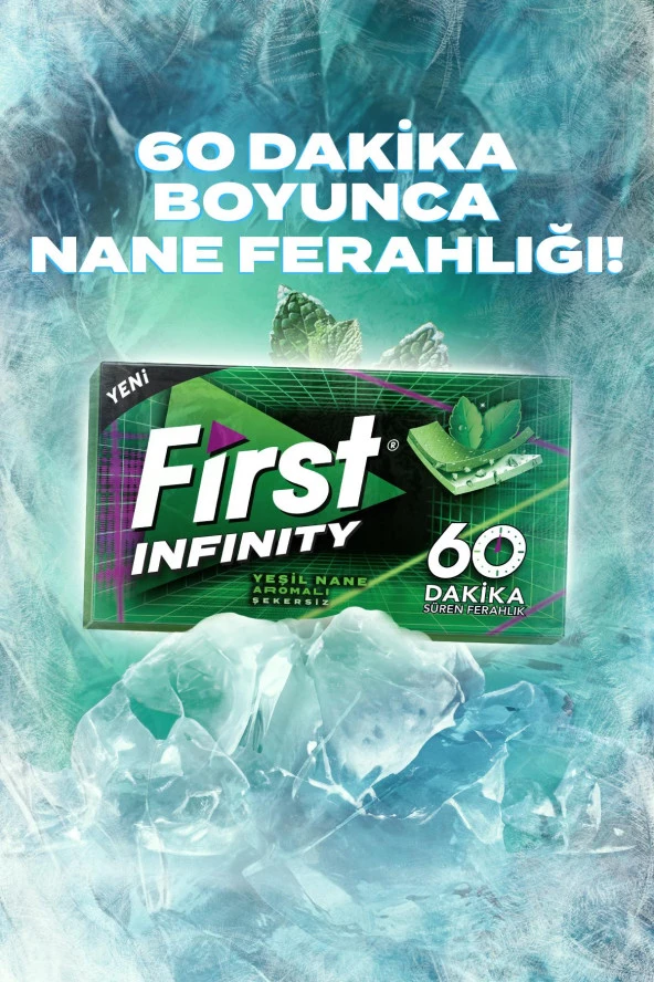 First Infinity 60 Dakika Yeşil Nane Aromalı Şekersiz Sakız - 12 Adet