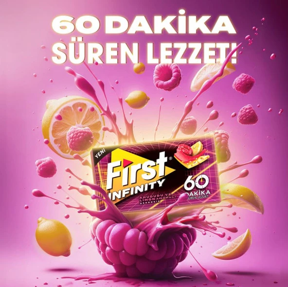 First Infinity 60 Dakika Ahududu & Limon Aromalı Şekersiz Sakız - 12 Adet