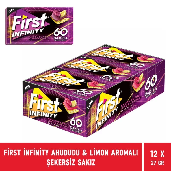 First Infinity 60 Dakika Ahududu & Limon Aromalı Şekersiz Sakız - 12 Adet - Resim 2