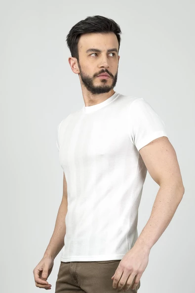 Cazador B.Yaka  K.Kol  Erkek T-şhirt 4177 Ekru - 2