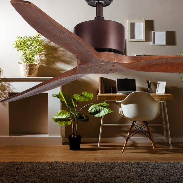 Kaşkar-Taflan F52238 Ahşap Kanatlı Uzaktan Kumandalı Tavan Vantilatörü - 4