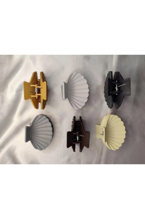 Deniz Kabuğu Istiridye Desenli Kadın Mandal Toka 6'li Set - 2