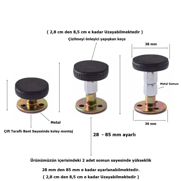 4 Adet Yatak Baza Başlık Dolap Sabitleme Aparatı Titreşim Önleyici - 2
