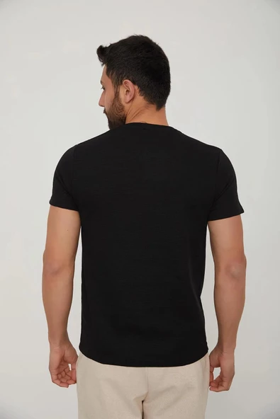 Cazador B.Yaka  K.Kol  Erkek T-şhirt 4140 Siyah - Resim 4