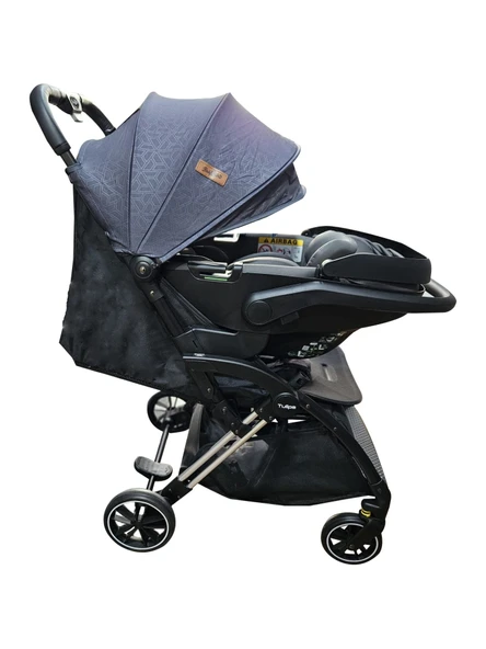 Baby2go Tulipa Cabin Otomatik Katlanan İkiz Travel Bebek Arabası / Siyah Mavi - 5