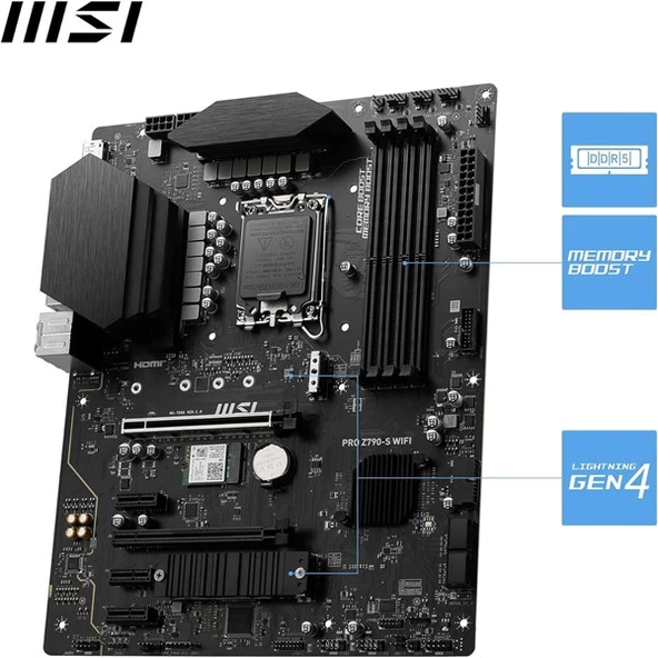 MSI PRO Z790-S WIFI-6E DDR5 HDMI-DP PCIE 4.0 1700p ATX - 8