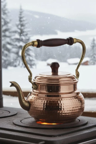 Turna Bakır İtalyan Demlik El Dövme Kırmızı Turna1961-1 ürün görseli