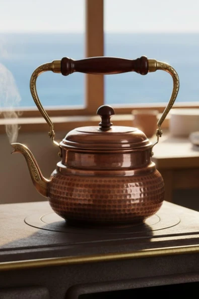 Turna Bakır İtalyan Demlik El Dövme Oksit Turna1961-3 ürün görseli