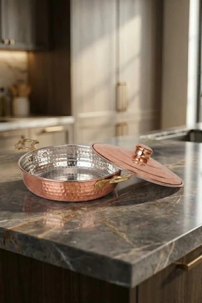 Turna Bakır Emirgan Tava 4 No 20 Cm El Dövme Kırmızı Turna7600-1 ürün görseli 1