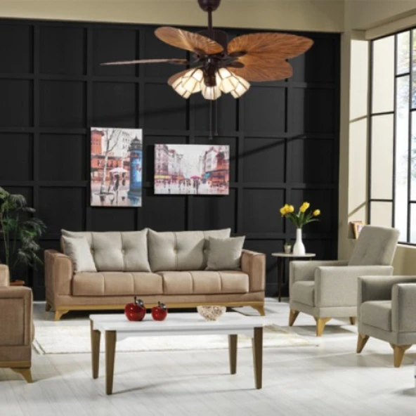 Fancium Aydınlatmalı 5 Kanatlı Kahverengi Tavan Vantilatörü DKF-506 - 2