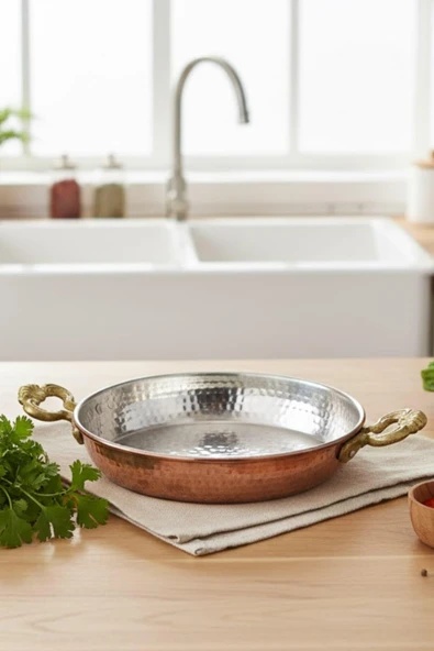 Turna Bakır Acemli Tava 4 No 20 Cm El Dövme Kırmızı Turna7584-1 ürün görseli 1